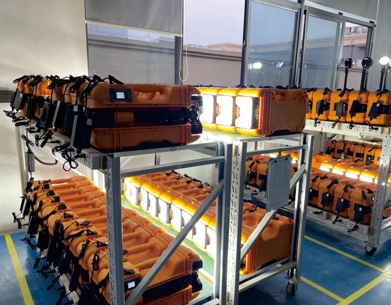 Lights running in the aging test area